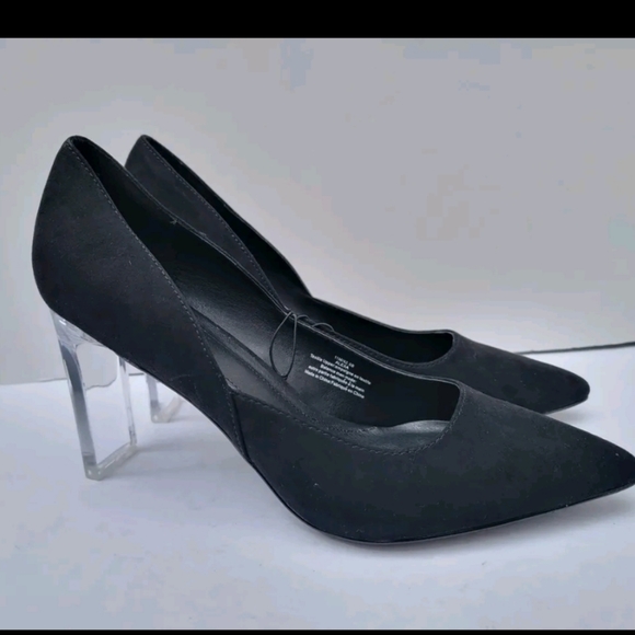 Marc NewYork Alexa Black Pointed Toe Pumps Clear Heels Size-11 - Picture 2 of 7